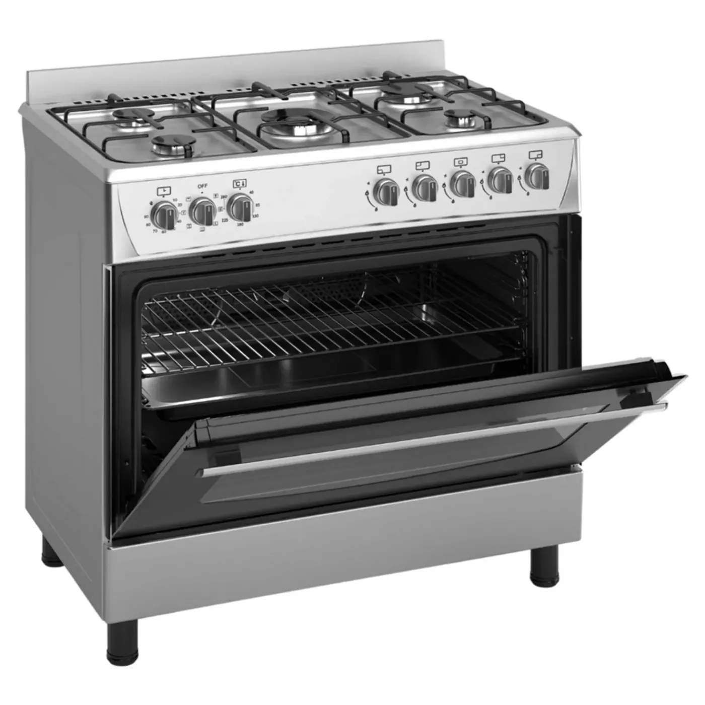 Wiggo Wo‑e905r(xx) Vrijstaande Gasfornuis - 90 Cm - Roestvrijstaal