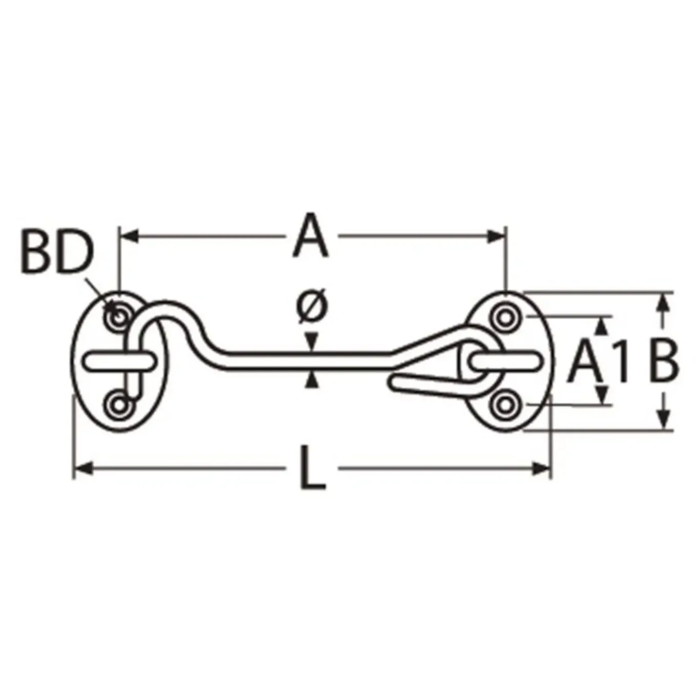 Windhaak Kajuithaak 99mm - Rvs 316 inclusief oogplaat