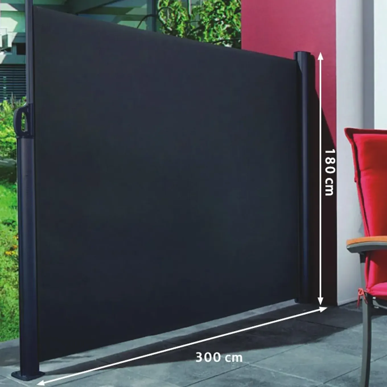 Windscherm oprolbaar antraciet 300x160cm