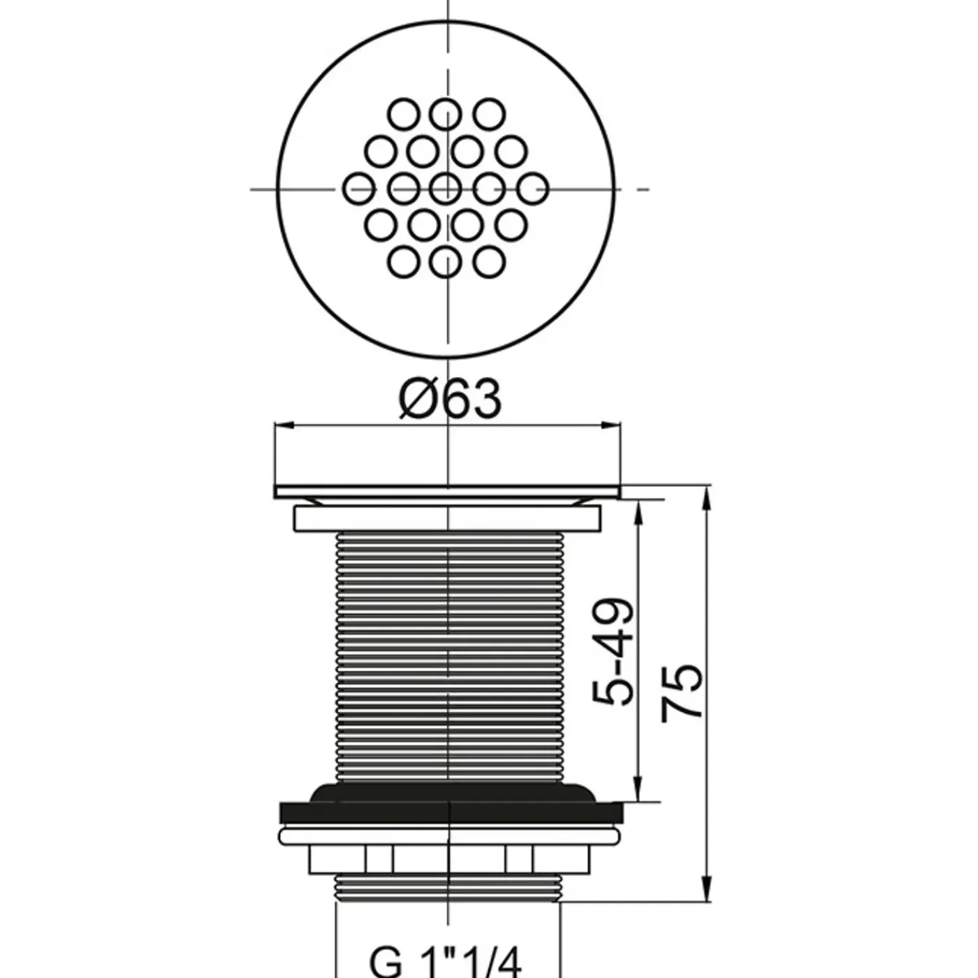 Wirquin afvoerplug 75mm chroom