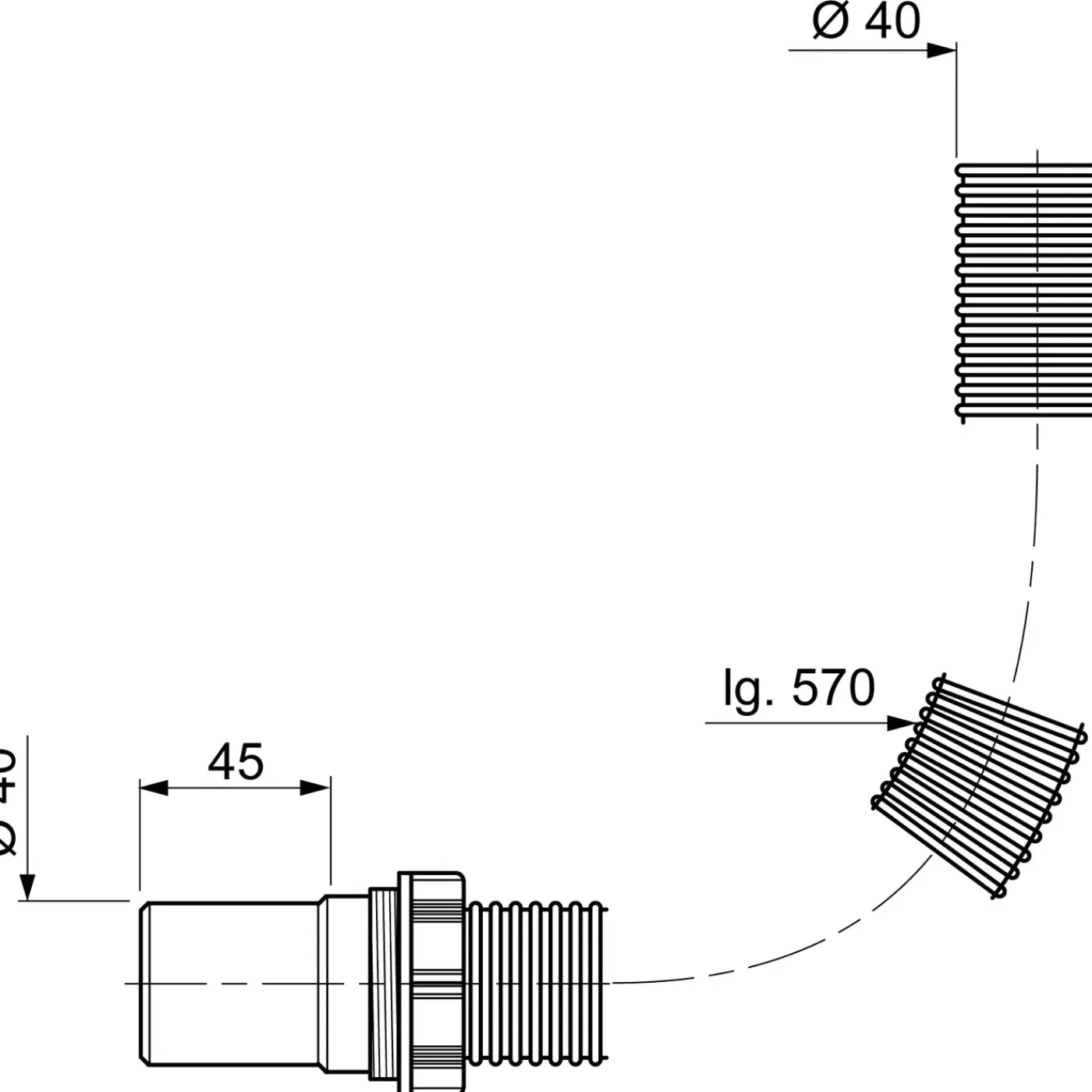 Wirquin flexibele slang verbinding Ø40mm grijs