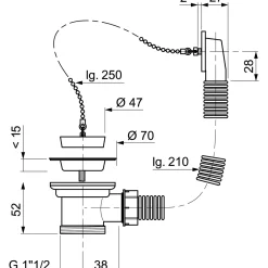Wirquin spoelbakplug Ø50mm +overloop