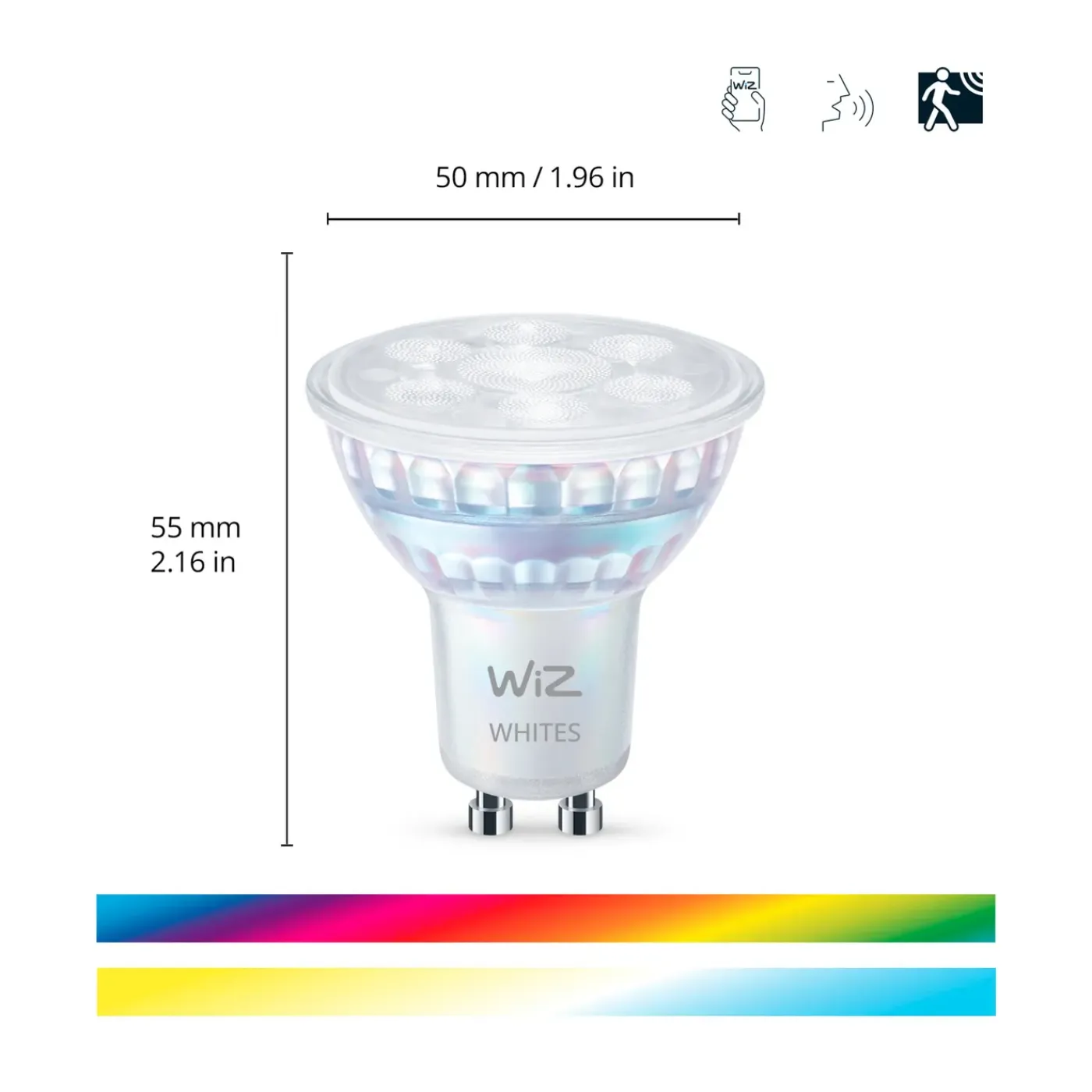 WiZ Led Gu10 Spotlamp 50w (glazen Behuizing) Wit/gekleurd Licht - 3 Stuks