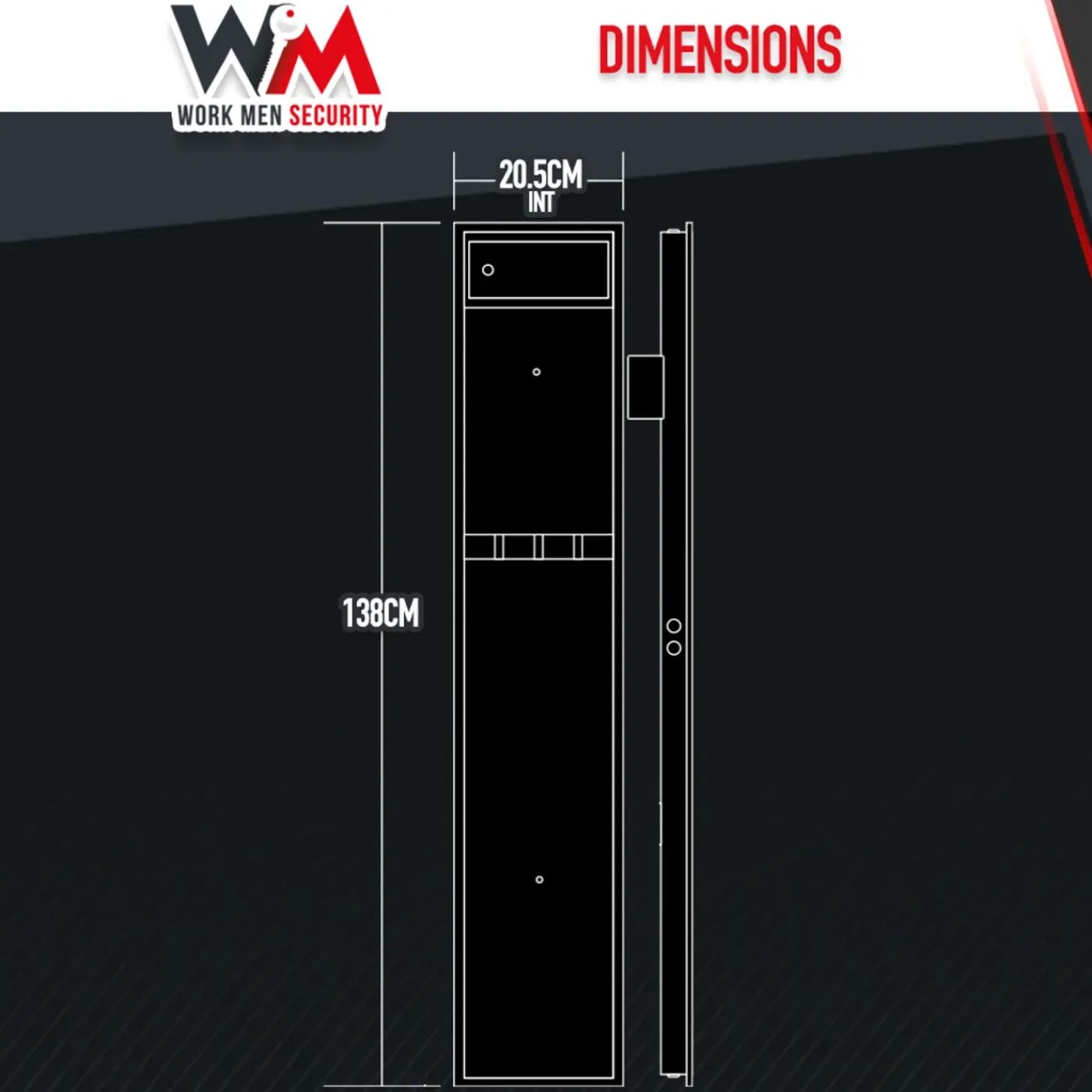 WORK MEN - Wapenkast 315x205x1380mm Met Binnenkluis - 5 Wapens - Workmen Security