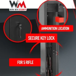 WORK MEN - Wapenkast 315x205x1380mm Met Binnenkluis - 5 Wapens - Workmen Security