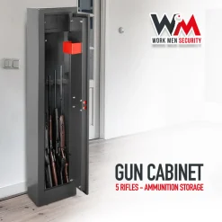 WORK MEN - Wapenkast 315x205x1380mm Met Binnenkluis - 5 Wapens - Workmen Security