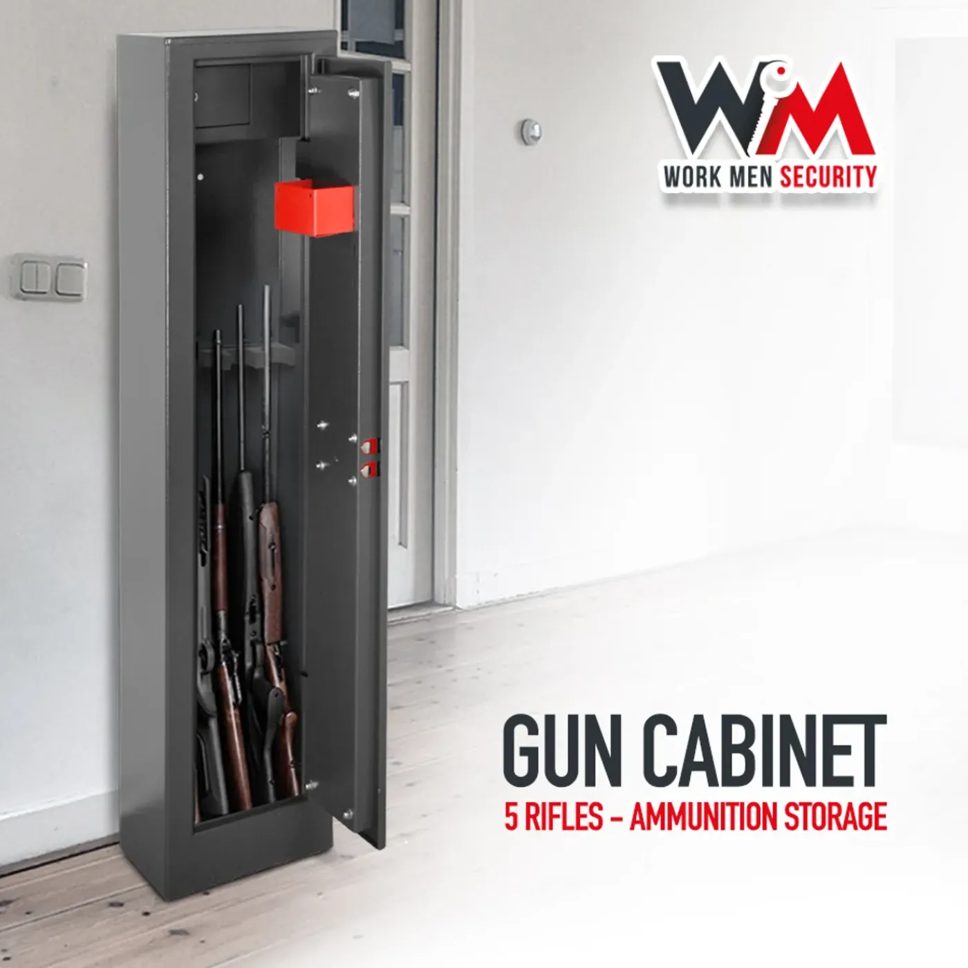 WORK MEN - Wapenkast 315x205x1380mm Met Binnenkluis - 5 Wapens - Workmen Security