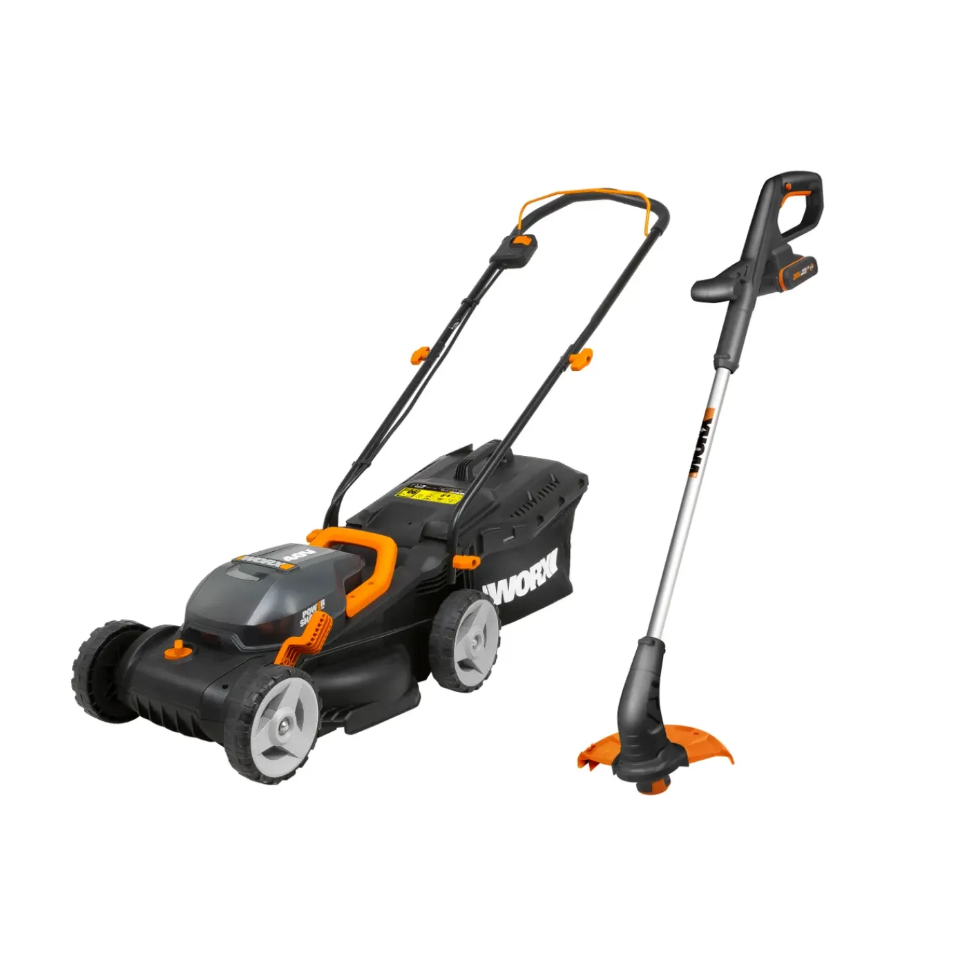 Worx accu grasmaaier WG779E 2x20V + accu grastrimmer WG157E 1x20V - incl. 2 accu's + lader