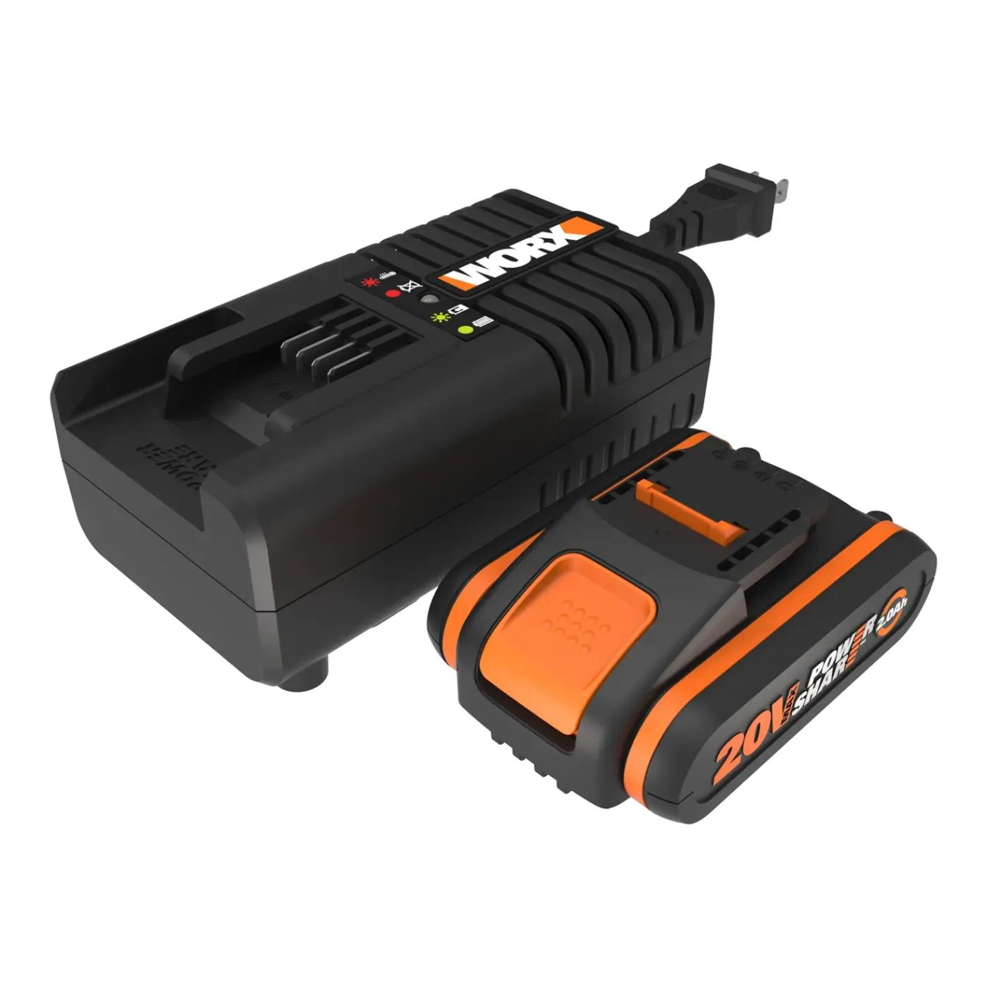 Worx Kit Batterij + Lader PowerShare WA3601 - Lithium-Ion - 20V MAX - 2,0Ah - Oplaadbaar