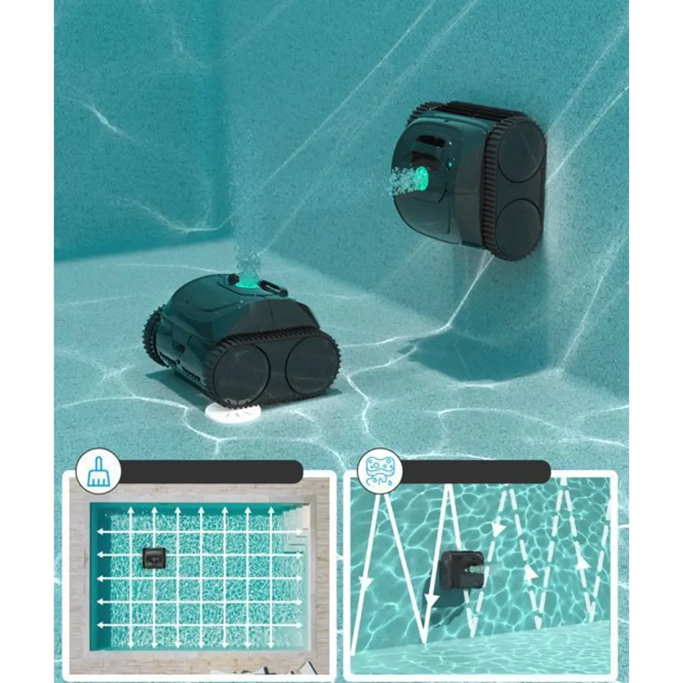 WYBOT - Draadloze Zwembadrobot - C1 - Zwart/grijs - Batterij 150 Min - 39x36x26 Cm
