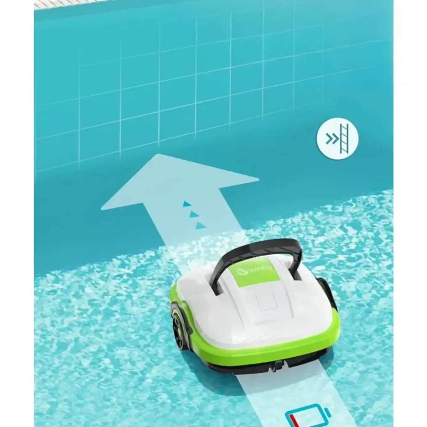 Wybot - Draadloze Zwembadrobot - Osprey 200 - Wit En Groen - 50 Min - 180 Micron