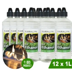 Xaralyn Bio-ethanol Cl100 (12 X 1 Liter) - 100% Puur Bio Ethanol - Gele Vlam - Geen Toegevoegde Geur
