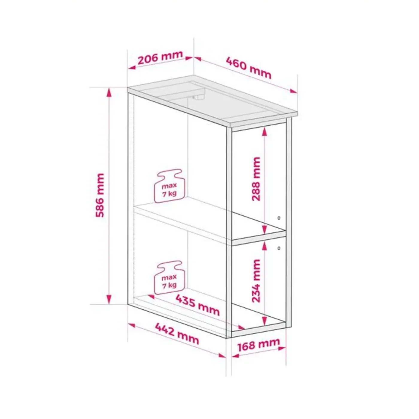 3xE living - Badkamerrek - Mat Zwart - Mdf 16 Mm, 20 X 57 X 46 Cm