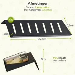 Xivada Kruidenrek Lade - Zwart - Aluminium - Kruiden Organizer Lade