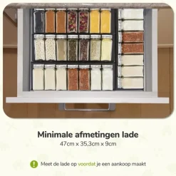 Xivada Kruidenrek Lade - Zwart - Aluminium - Kruiden Organizer Lade