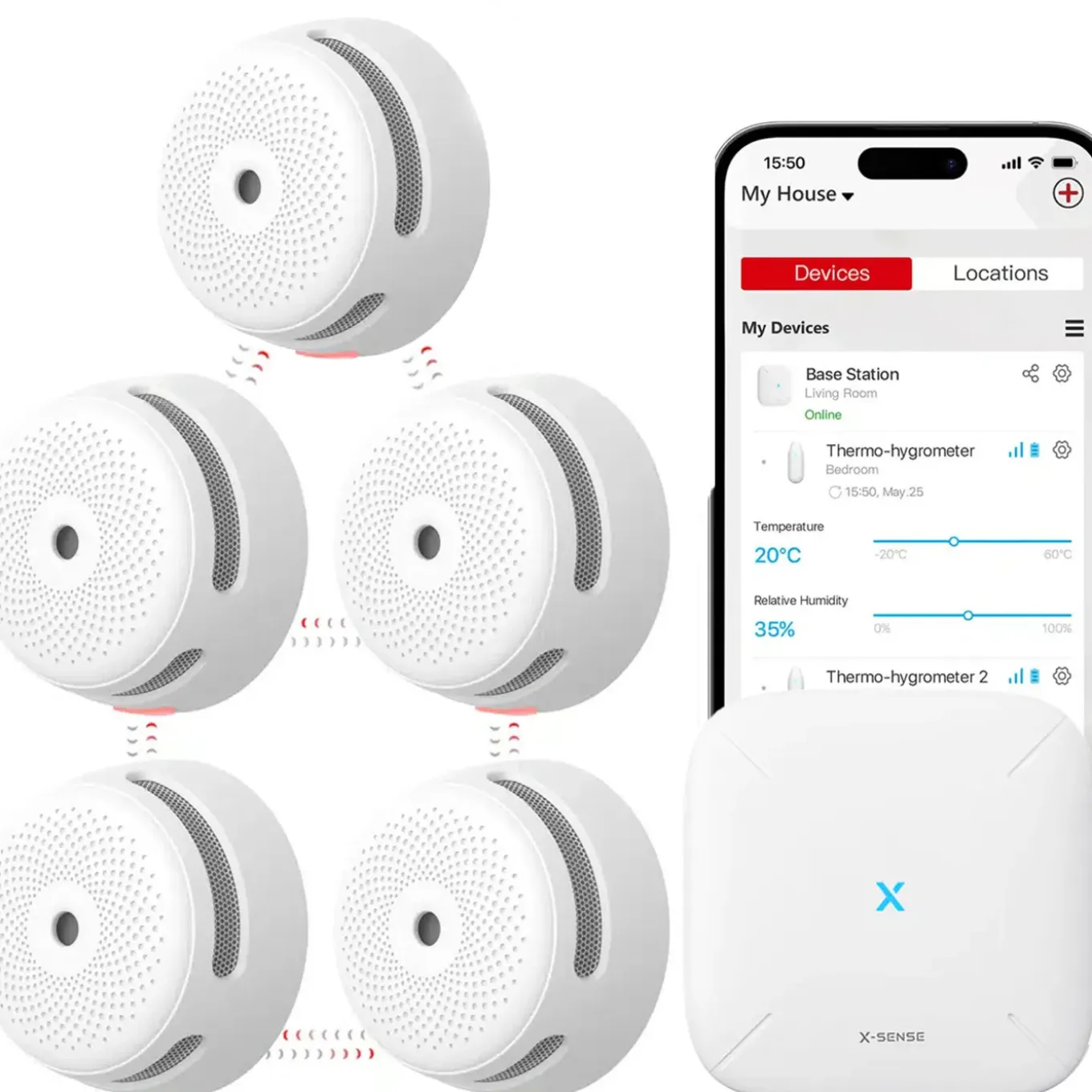 X-sense Link+ Pro Slimme Rookmelder Bundel Met Gateway - Wifi - 5 Melders