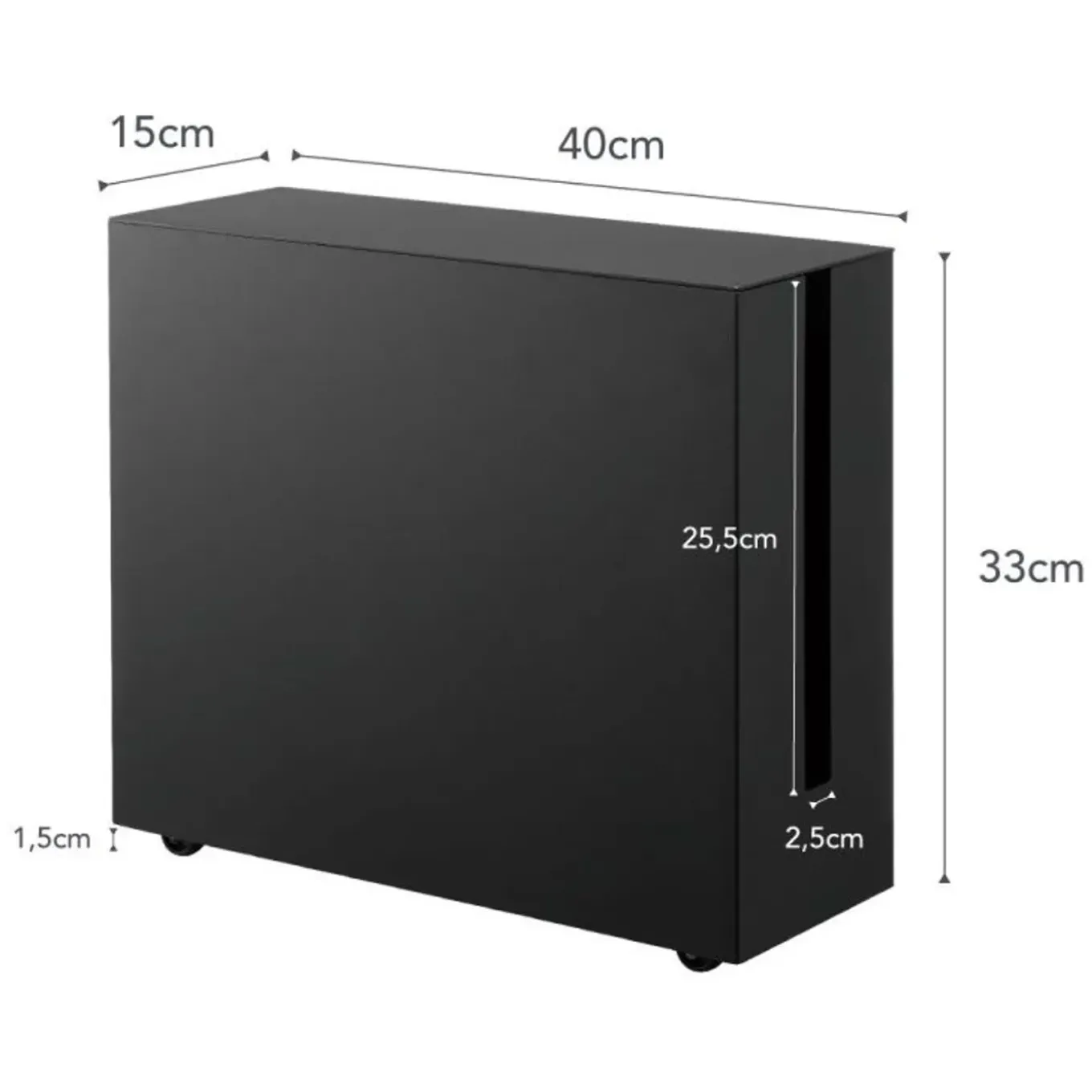 Yamazaki Tower Kabelbox Met Wielen - Zwart