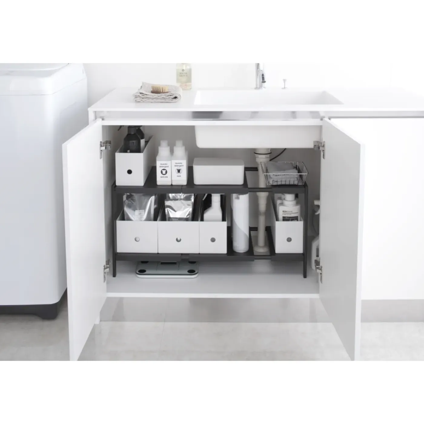 Yamazaki Tower Organizer Uitschuifbaar 2-laags - Zwart