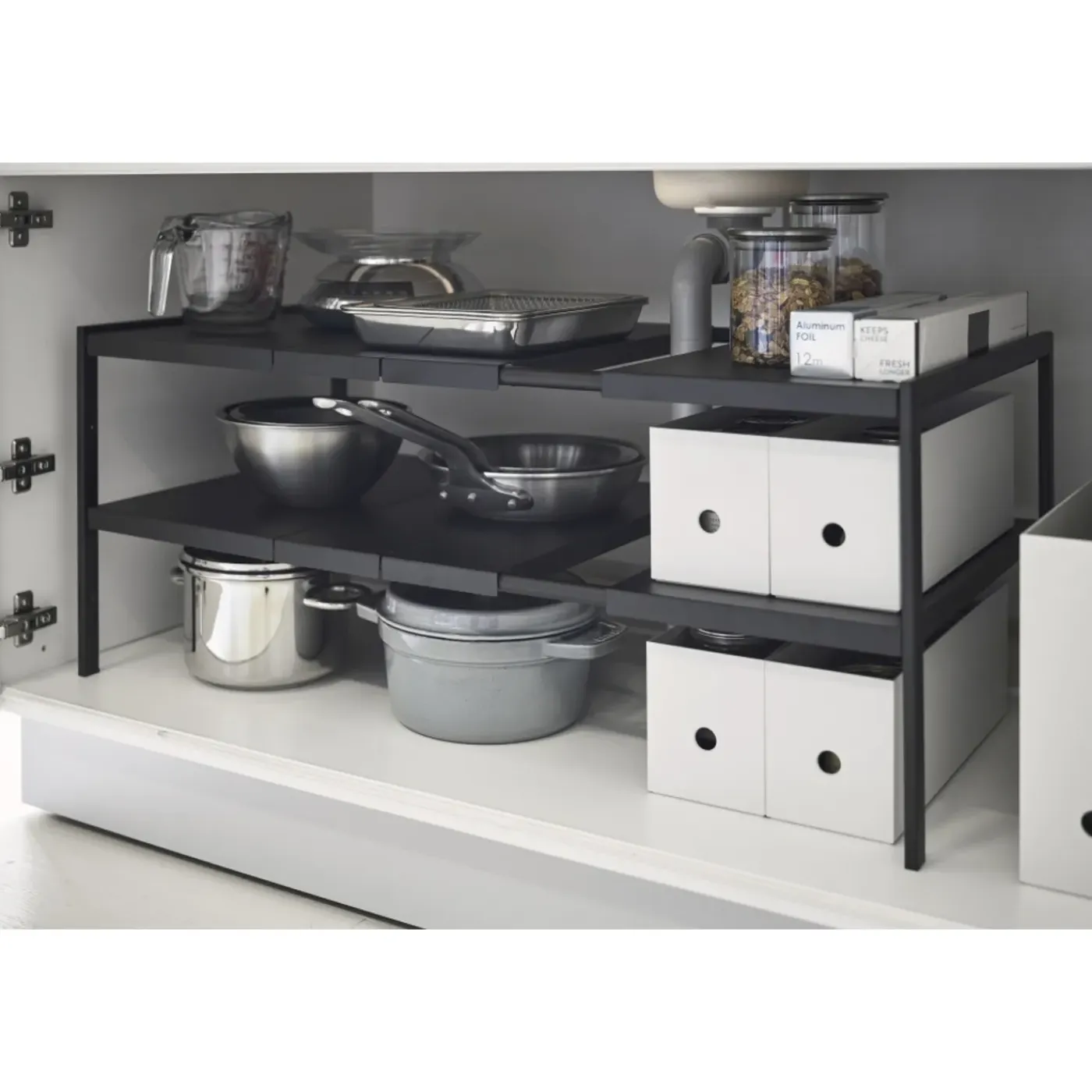 Yamazaki Tower Organizer Uitschuifbaar 2-laags - Zwart