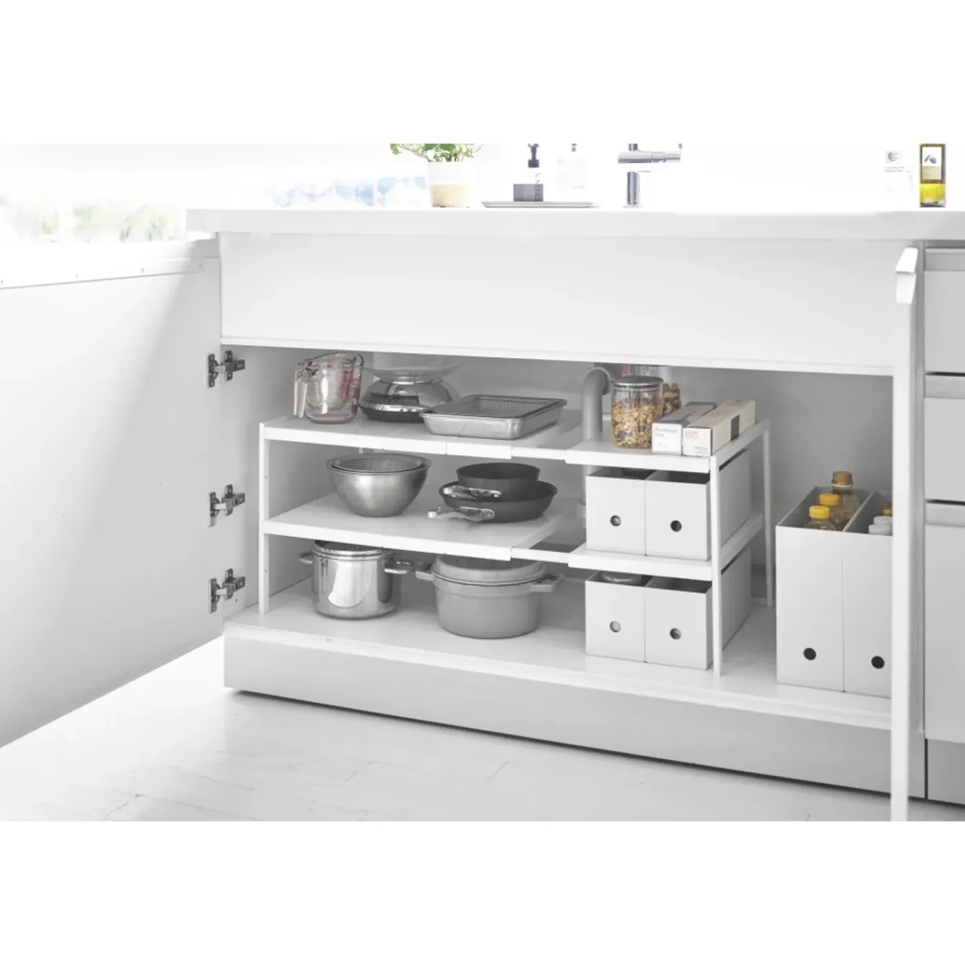 Yamazaki Tower Organizer Uitschuifbaar 2-laags - Wit