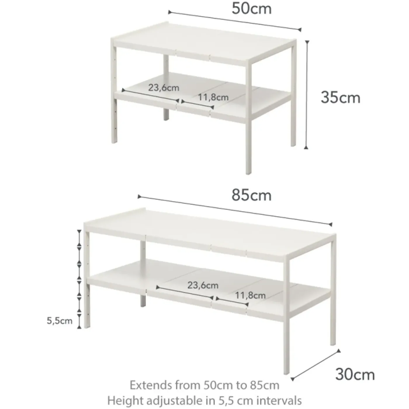 Yamazaki Tower Organizer Uitschuifbaar 2-laags - Wit