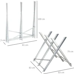 Overig Zaagbok Inklapbaar Voor Brandhout Metaal 83x83x79 Cm - Zilver