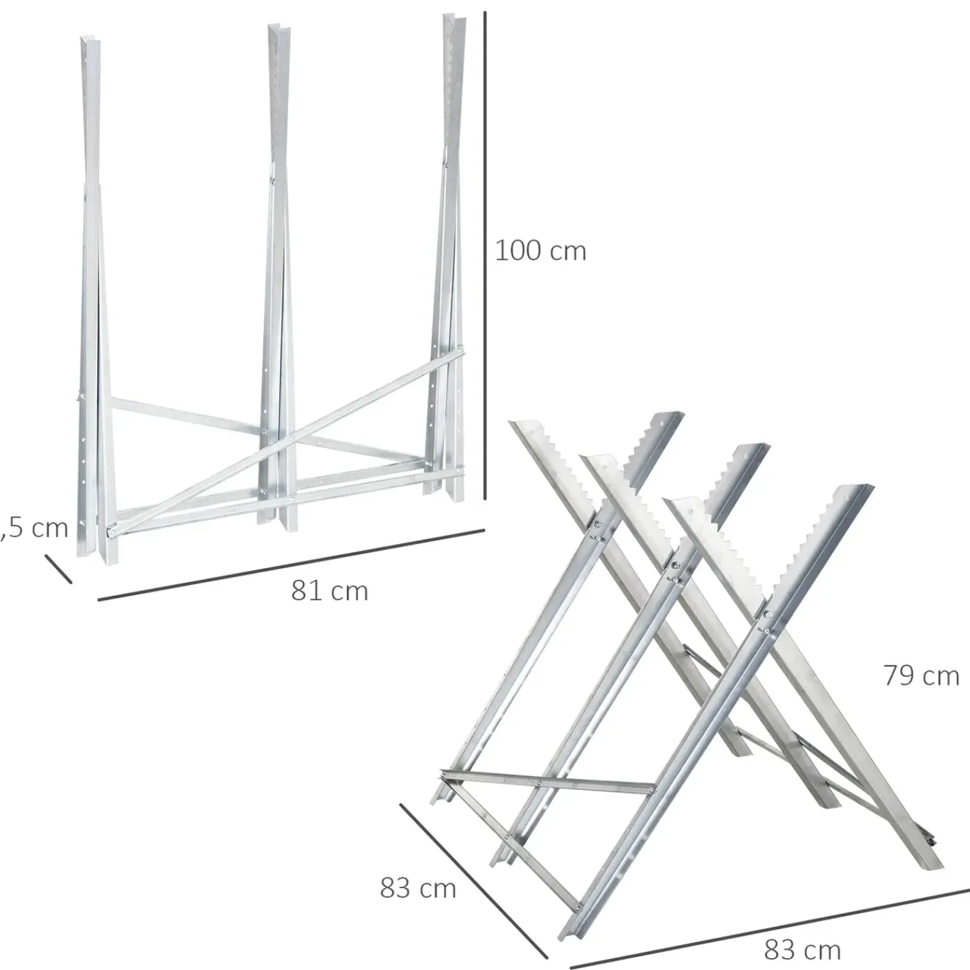 Overig Zaagbok Inklapbaar Voor Brandhout Metaal 83x83x79 Cm - Zilver