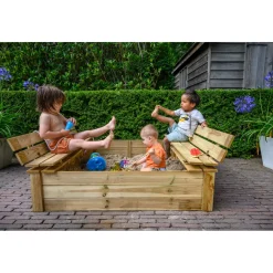 Overig Zandbak met geïntegreerde banken hout 120x120cm
