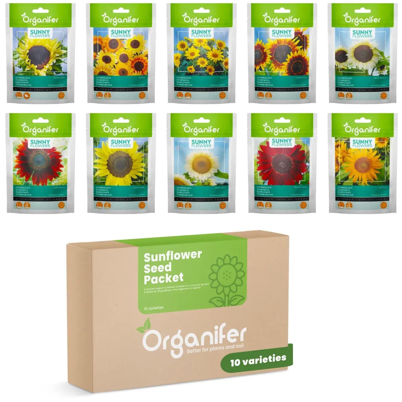 Organifer Zonnebloem Zadenpakket - 10 Soorten -
