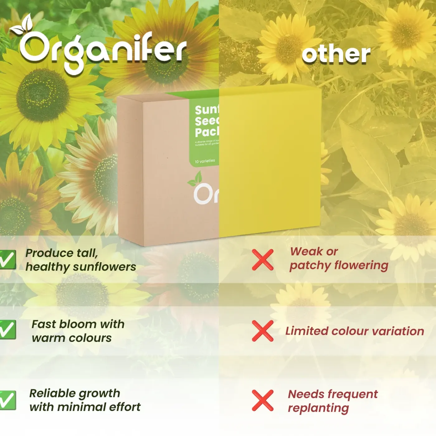 Organifer Zonnebloem Zadenpakket - 10 Soorten -
